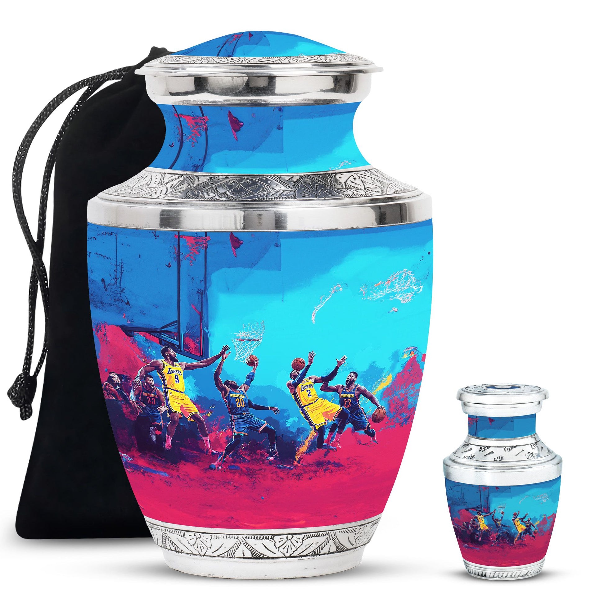 Football Theme Large Urn With 1 Keepsake Urn