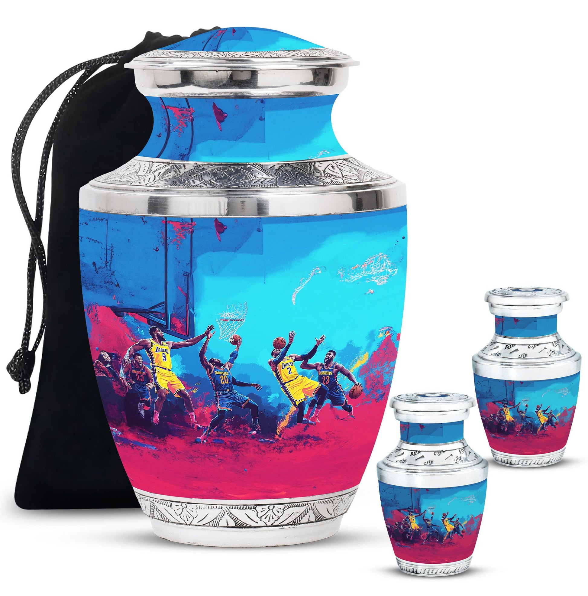 Football Theme Large Urn With 2 Keepsake Urn