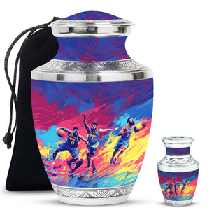 Football Theme Large Urn With 1 Keepsake Urn