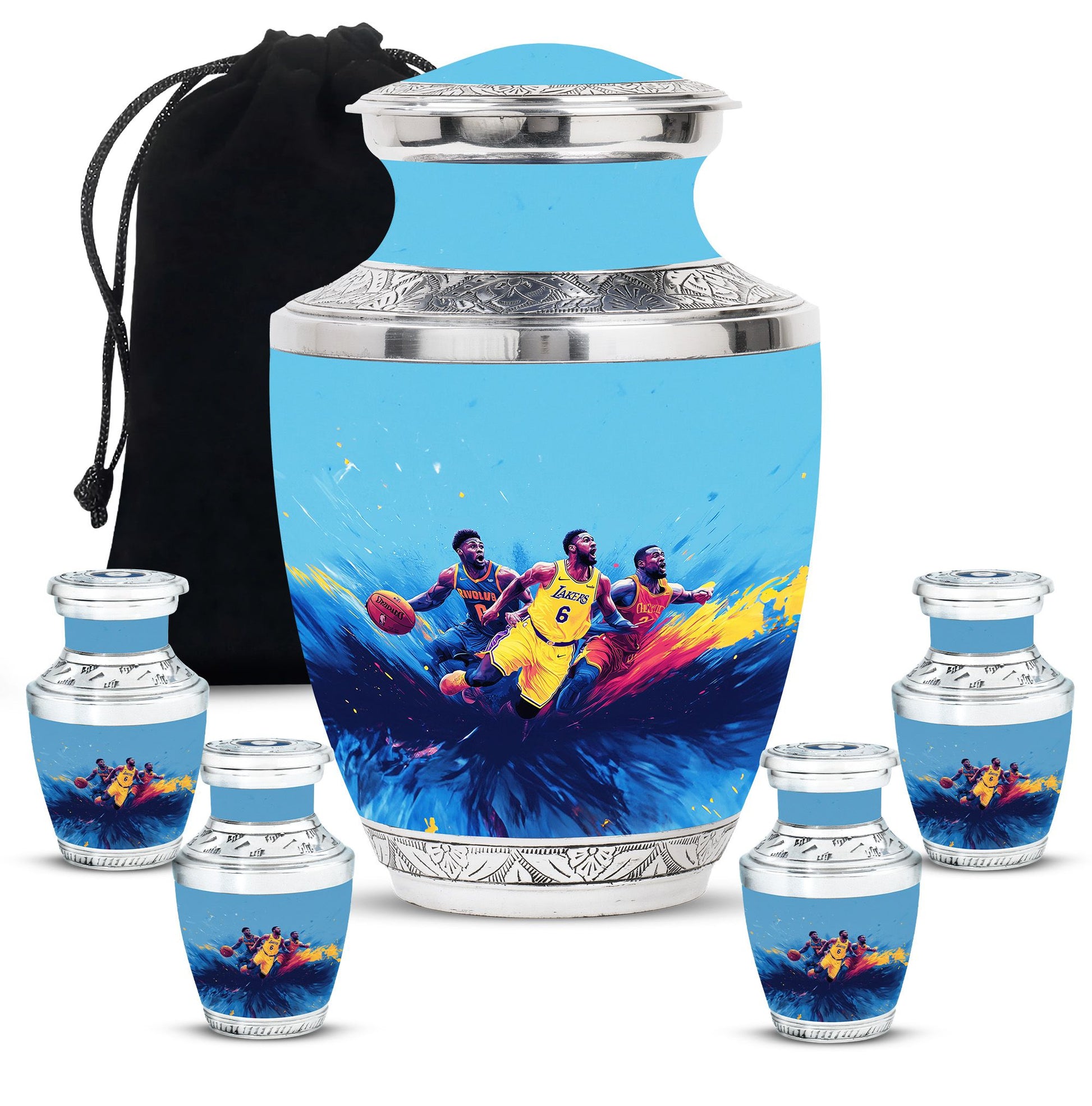 Football Theme Large Urn With 4 Keepsake Urn