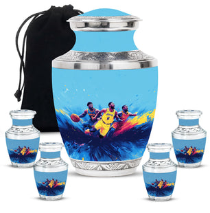 Football Theme Large Urn With 4 Keepsake Urn