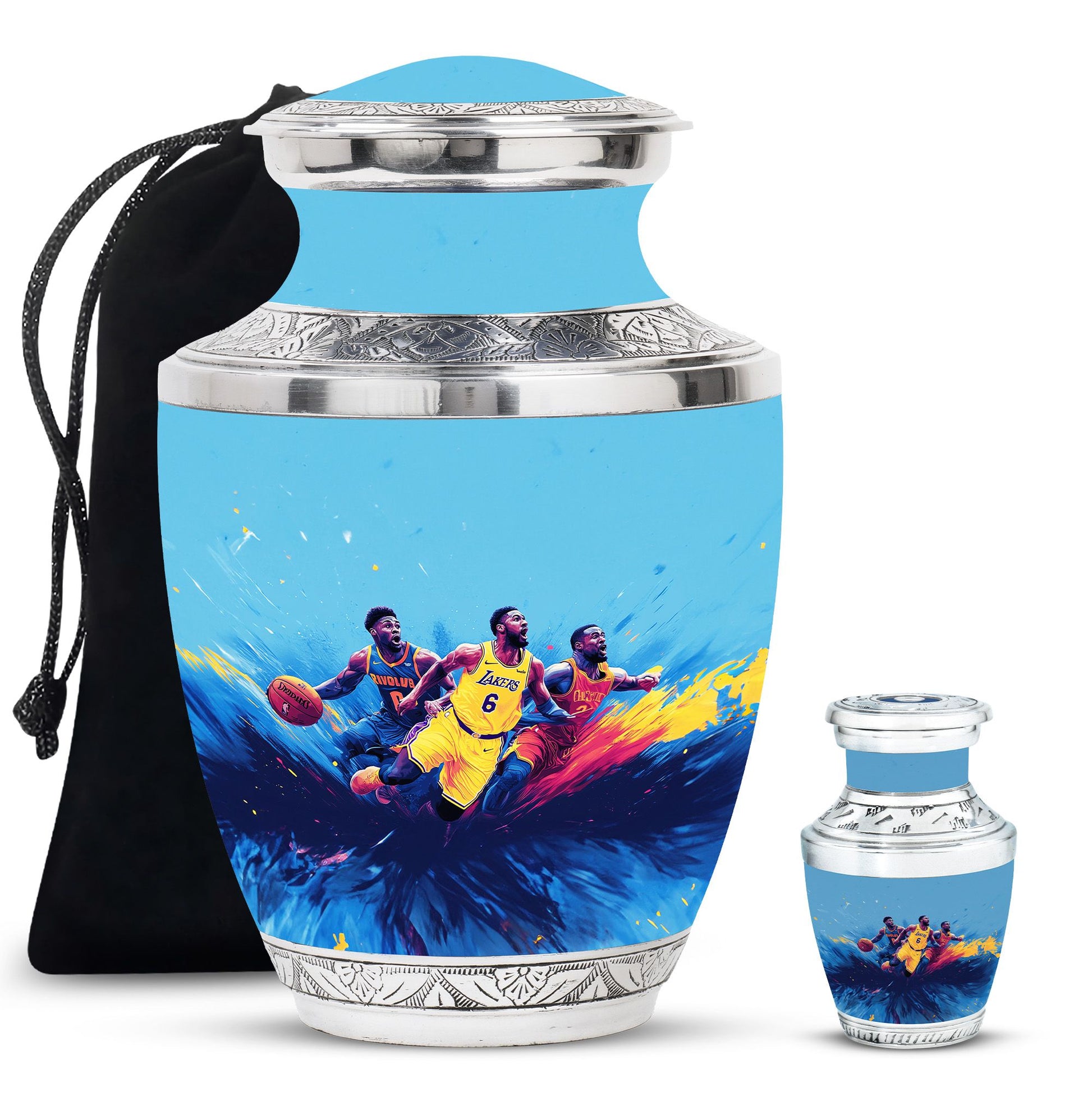 Football Theme Large Urn With 1 Keepsake Urn