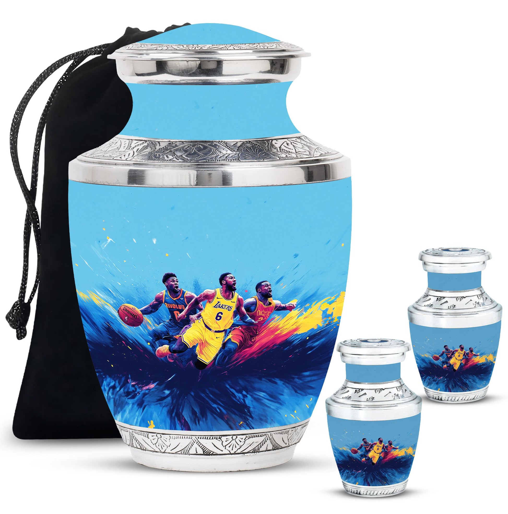 Football Theme Large Urn With 2 Keepsake Urn