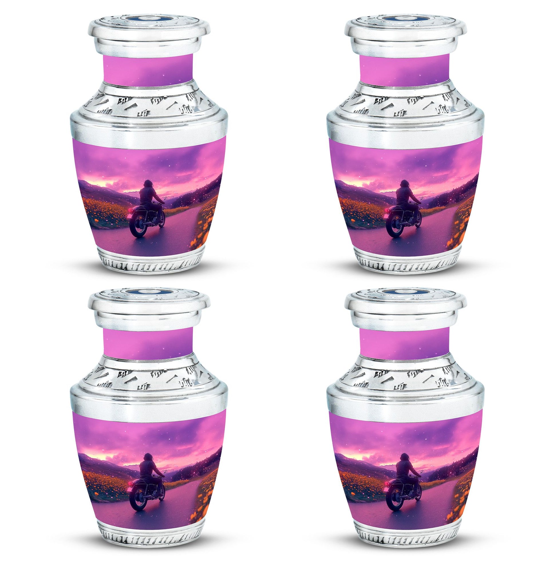 Motorbike Riders Theme 3 Inch Keepsake Pack of 4