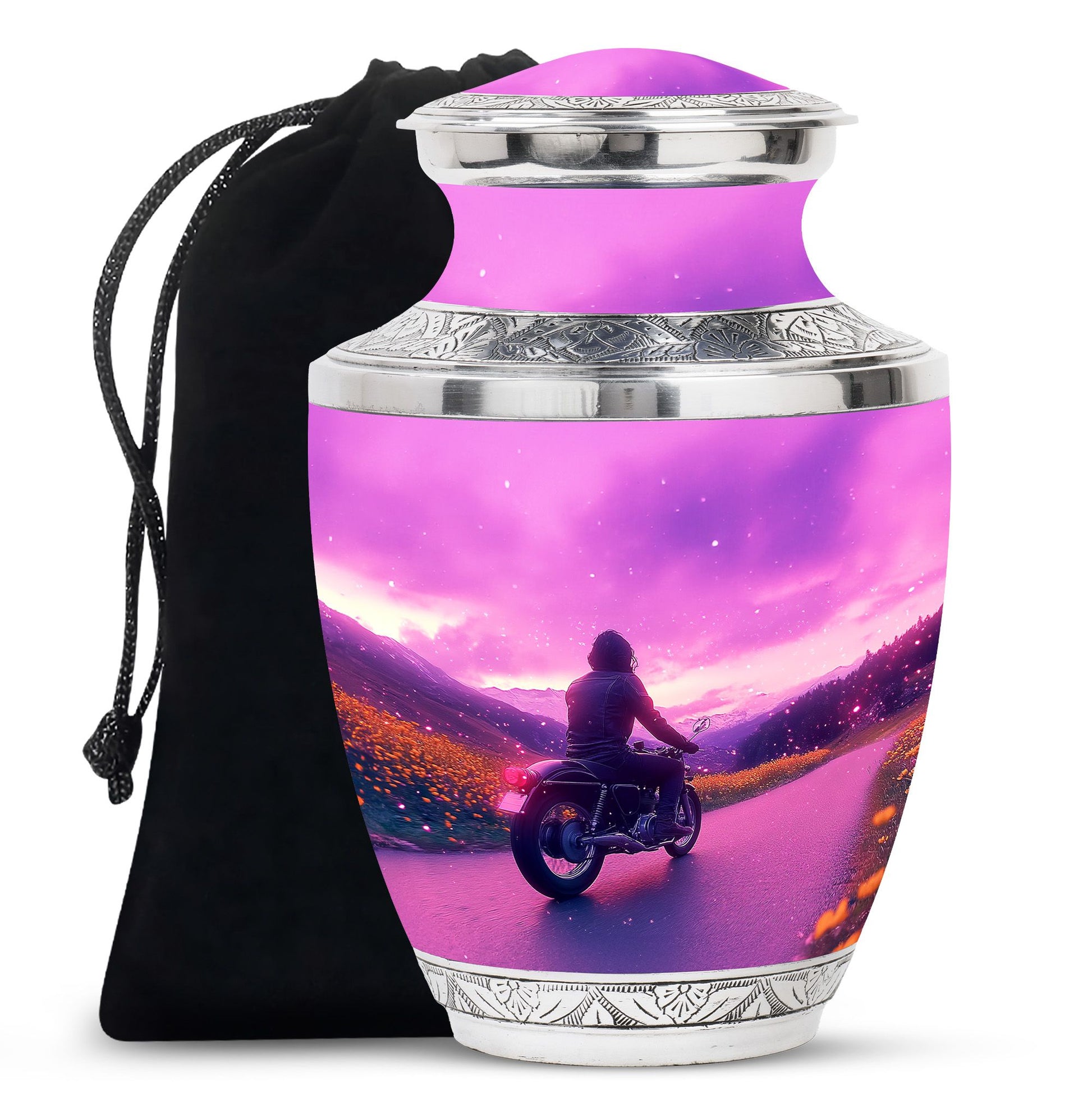 Motorbike Riders Theme Large Urn 10 Inch