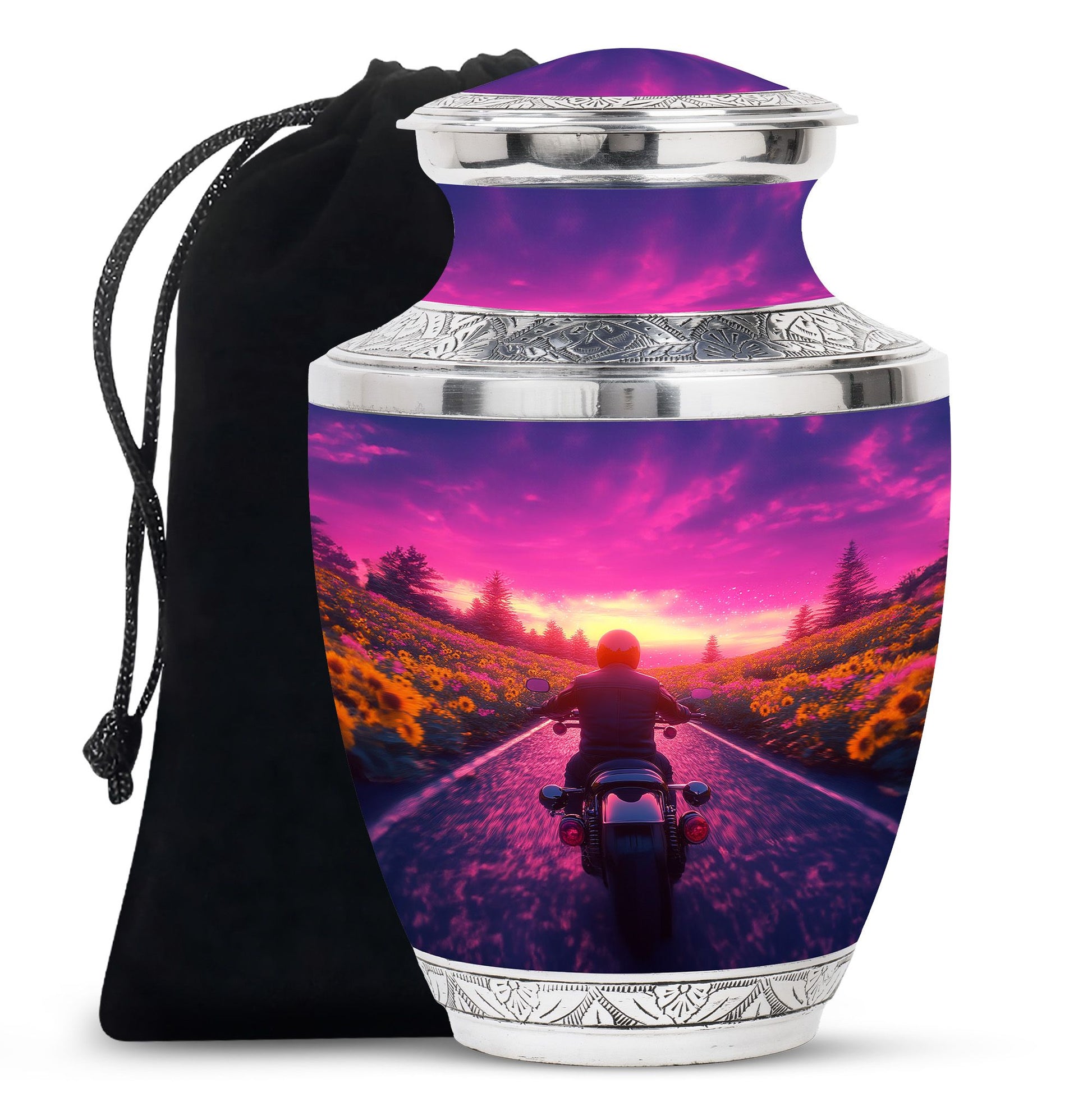 Motorbike Riders Theme Large Urn 10 Inch