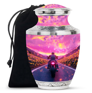 Motorbike Riders Theme Large Urn 10 Inch