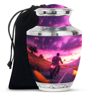 Motorbike Riders Theme Large Urn 10 Inch