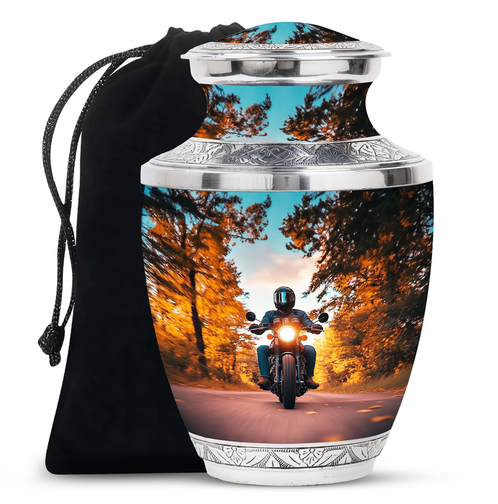 Motorbike Riders Theme Large Urn 10 Inch