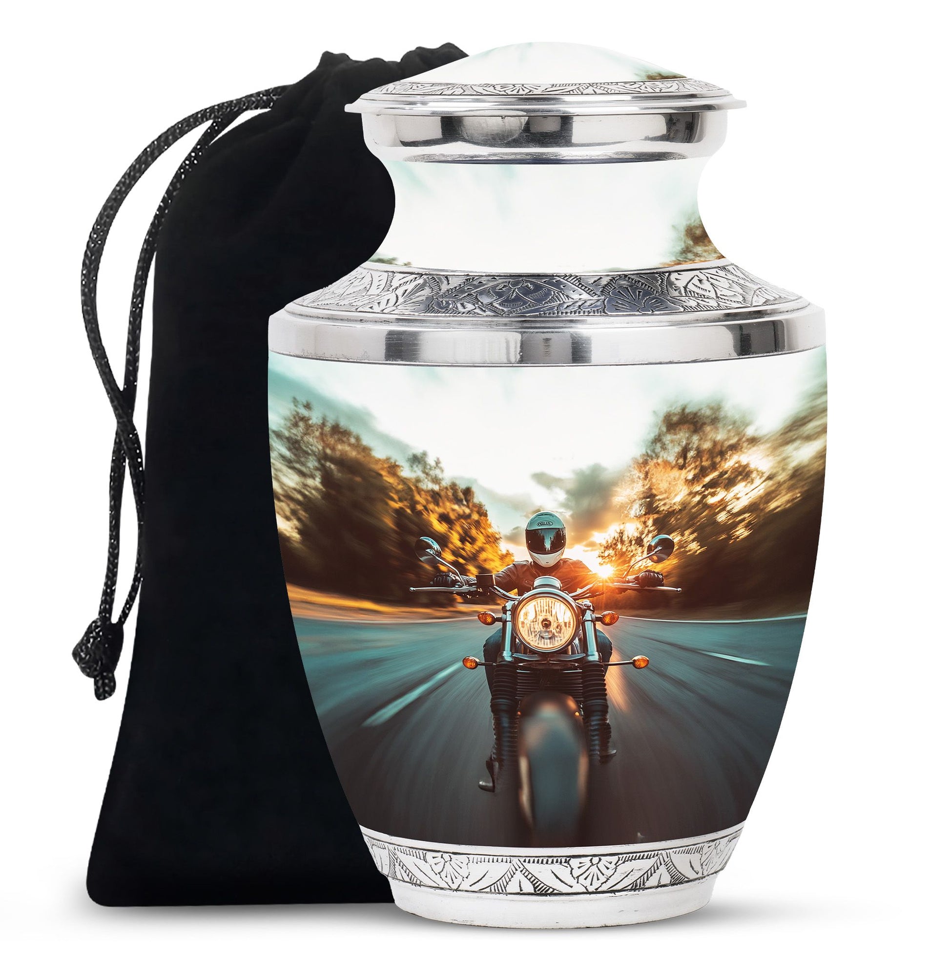 Motorbike Riders Theme Large Urn 10 Inch
