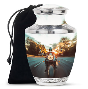 Motorbike Riders Theme Large Urn 10 Inch