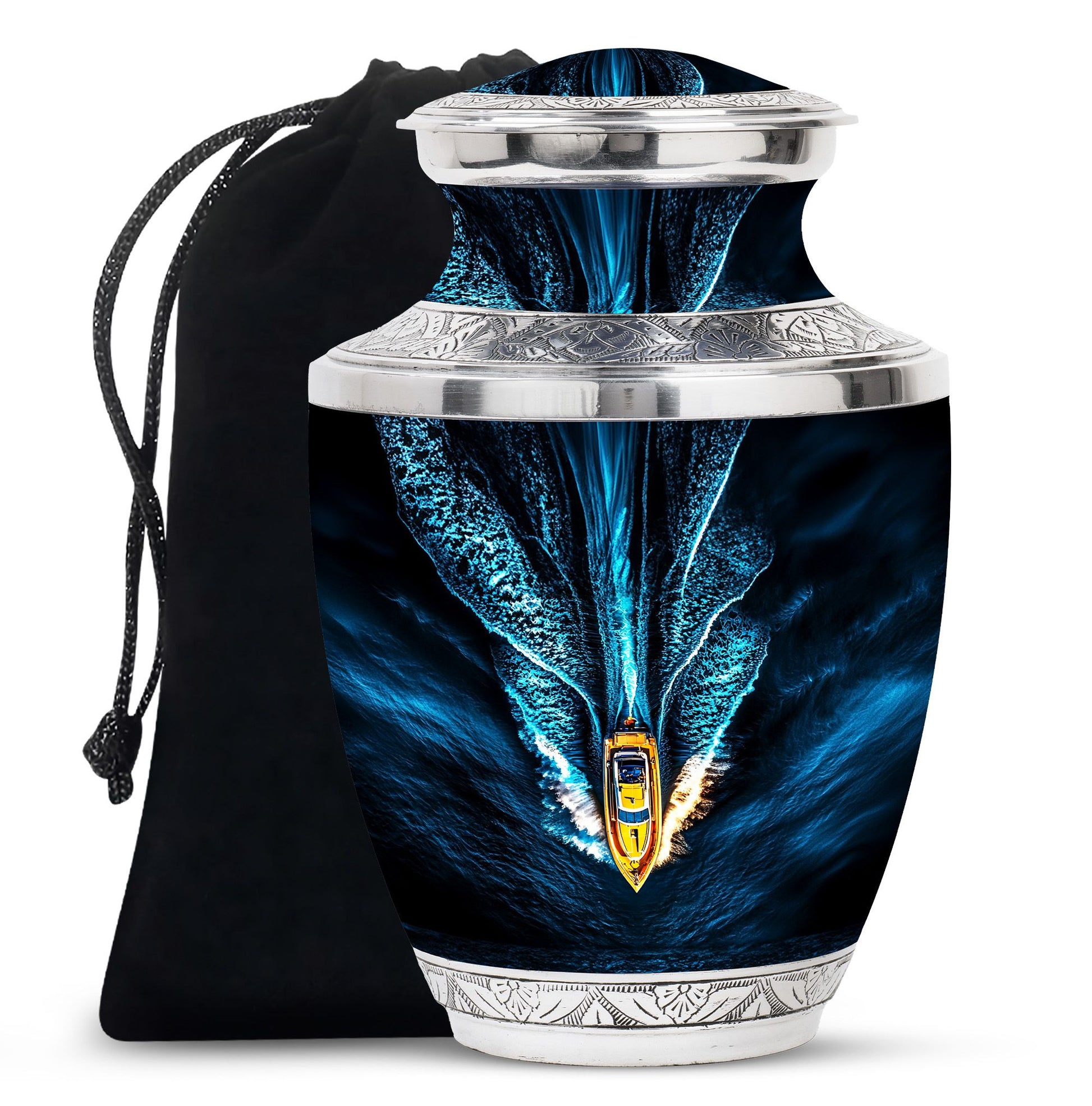 Speed Boat Theme Large Urn 10 Inch