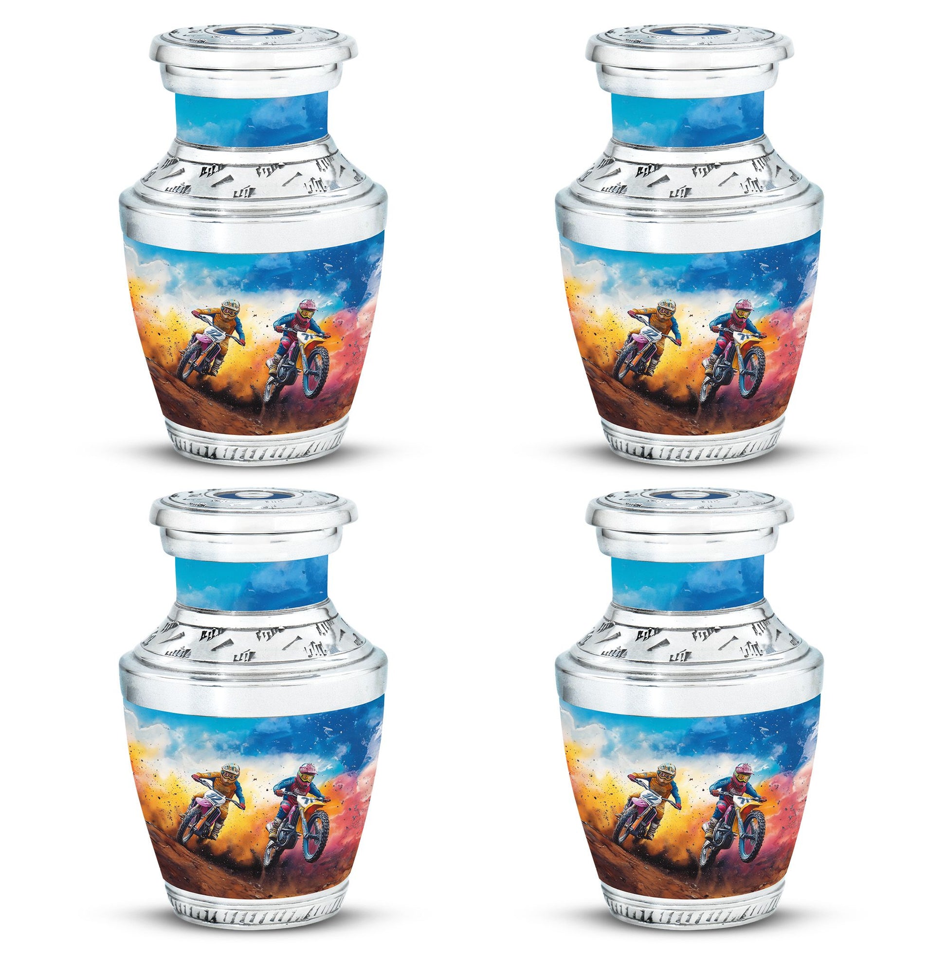 Motorbike Race Theme 3 Inch Keepsake Pack of 4