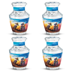 Motorbike Race Theme 3 Inch Keepsake Pack of 4