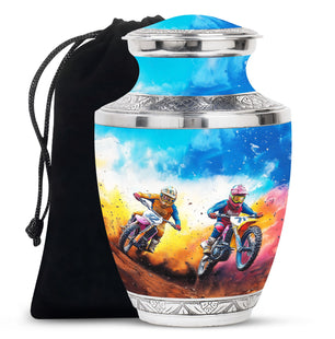 Motorbike Race Theme Large Urn 10 Inch