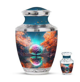 Tree Theme Large Urn With 1 Keepsake Urn
