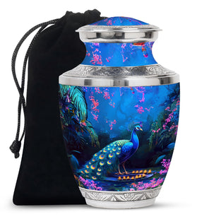 Peacock Theme Large Urn 10 Inch