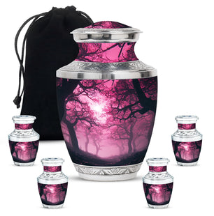 Tree Theme Large Urn With 4 Keepsake Urn