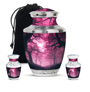Tree Theme Large Urn With 2 Keepsake Urn