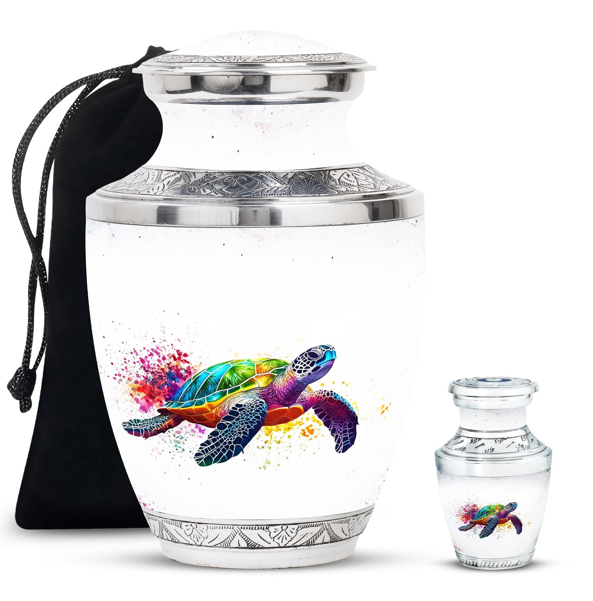 Tortoise Theme Large Urn With 1 Keepsake Urn