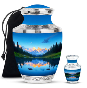 Nature Theme Large Urn With 1 Keepsake Urn
