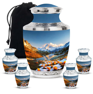 Nature Theme Large Urn With 4 Keepsake Urn