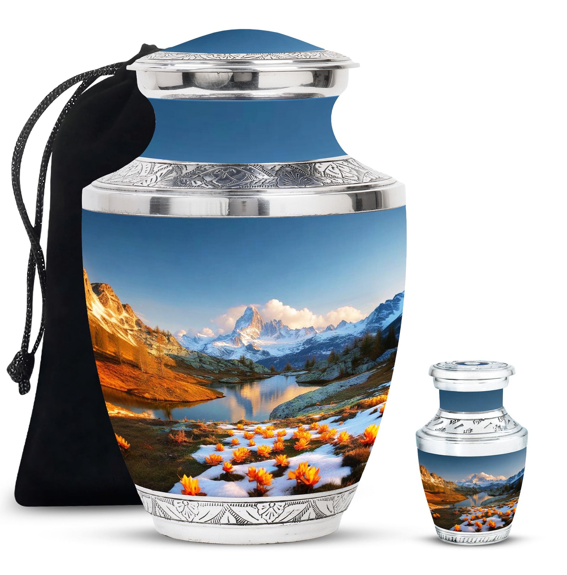 Nature Theme Large Urn With 1 Keepsake Urn